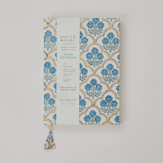 Paper Mirchi A5 Ruled Notebook- Trellis Indigo - Precious Sparkle