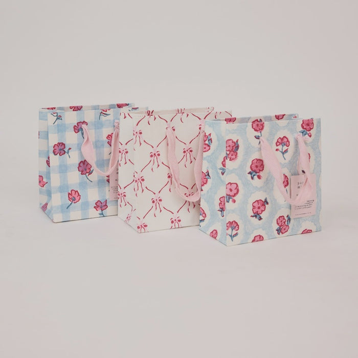 Paper Mirchi Hand Block Printed Gift Bags Small Pink Sorbet - Precious Sparkle