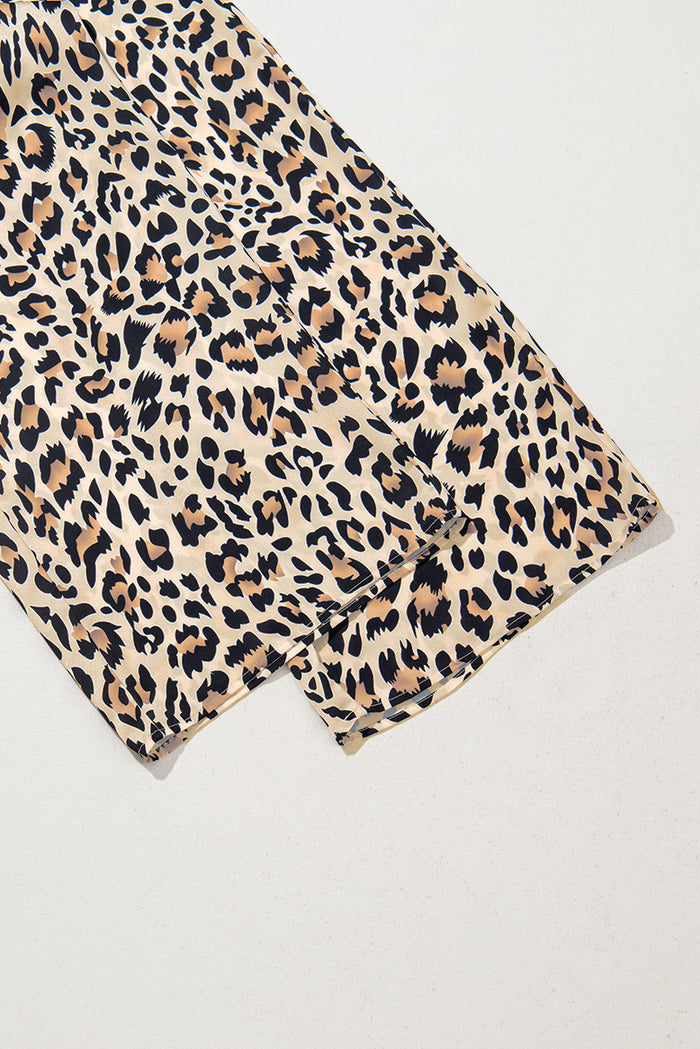 Parchment Leopard Drawstring Flowy Wide Leg Pants 🇨🇳