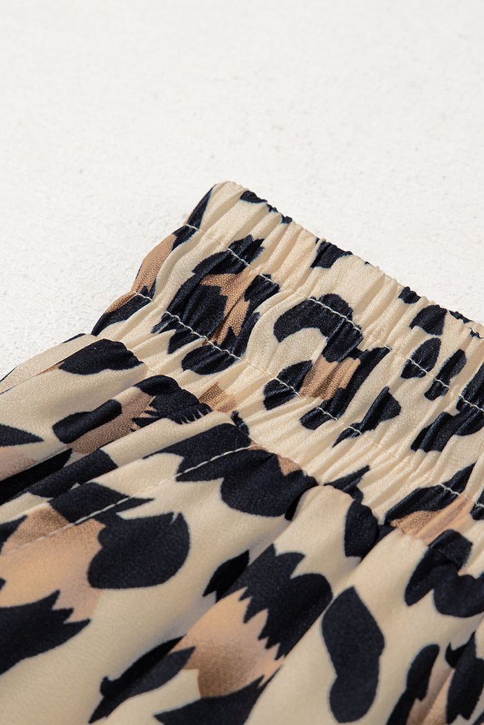 Parchment Leopard Drawstring Flowy Wide Leg Pants 🇨🇳