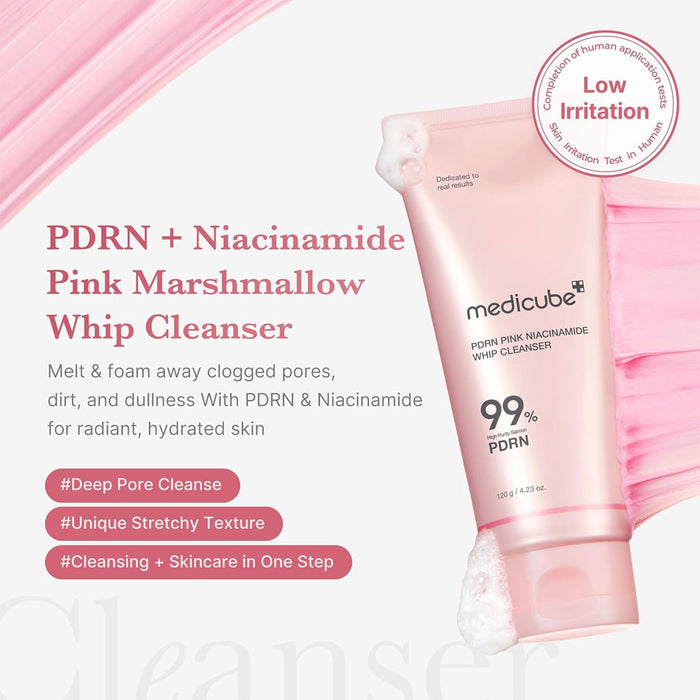 Medicube PDRN Pink Niacinamide Whip Cleanser Nudie Glow Australia