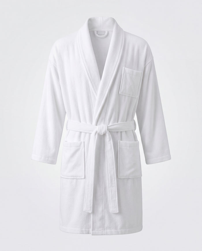 Plush Bathrobe 100% Microfibre 300gsm - White