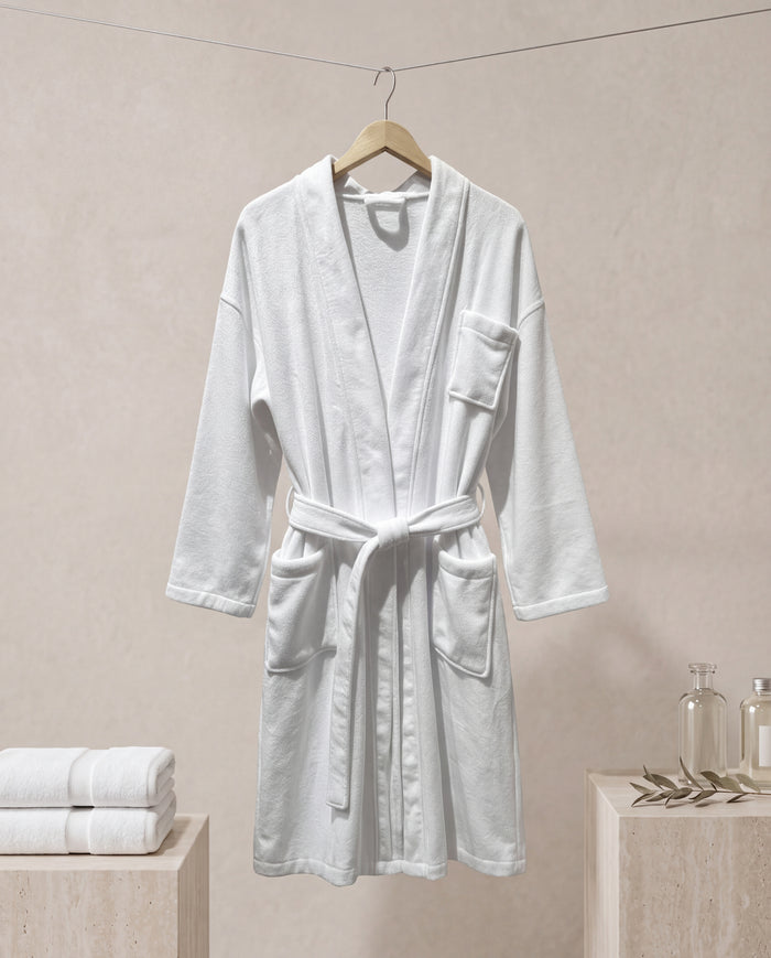 Plush Bathrobe 100% Microfibre 300gsm - White