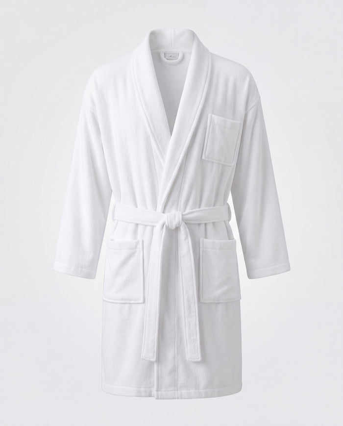 Plush Bathrobe 100% Microfibre 300gsm - White