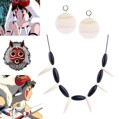 Princess Mononoke Necklace and Earrings