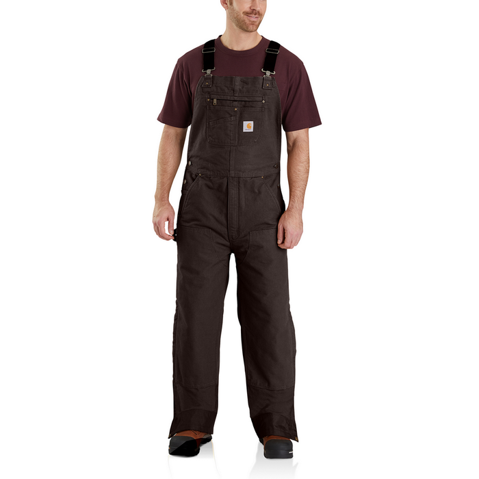 QUILT LINED WASHED DUCK BIB OVERALLS - DKB-Dark Brown | Carhartt 104031