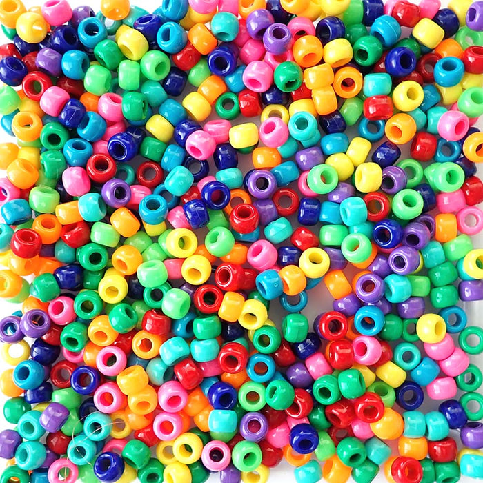 Rainbow Mixes Color Kit, 5 mixes, Plastic Pony Beads 6 x 9mm, 1250 beads total