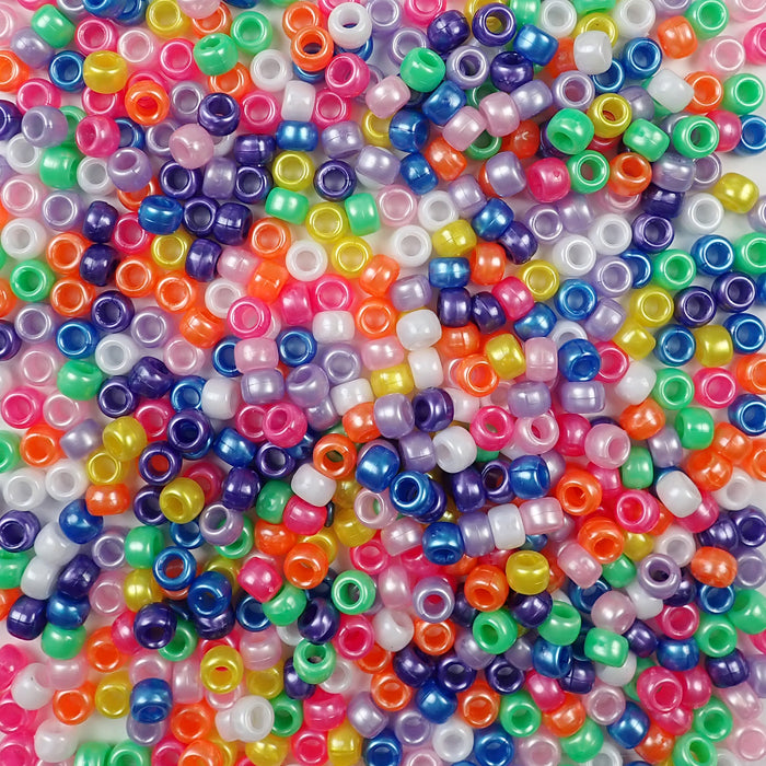 Rainbow Mixes Color Kit, 5 mixes, Plastic Pony Beads 6 x 9mm, 1250 beads total