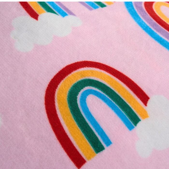 Rainbow Print Fleece Duvet Set, Pink - Single 🇬🇧