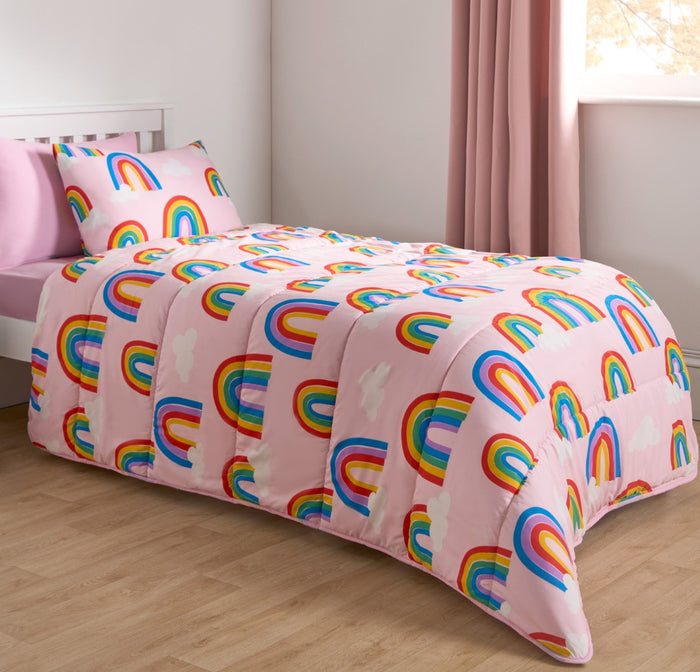 Rainbows Coverless 10.5 Tog Duvet & Pillowcase, Pink - Single 🇬🇧