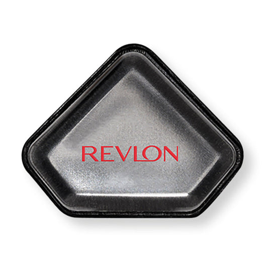 Revlon Dual Sided Applicator showing silicone side for liquid makeup and soft fabric side for blending creams