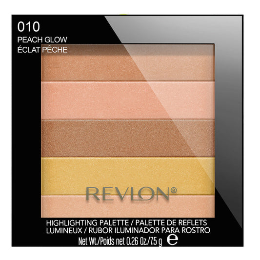 Revlon Highlighting Palette 010 Peach Glow compact with peach tones for luminous, buildable radiance – Blush Fiji