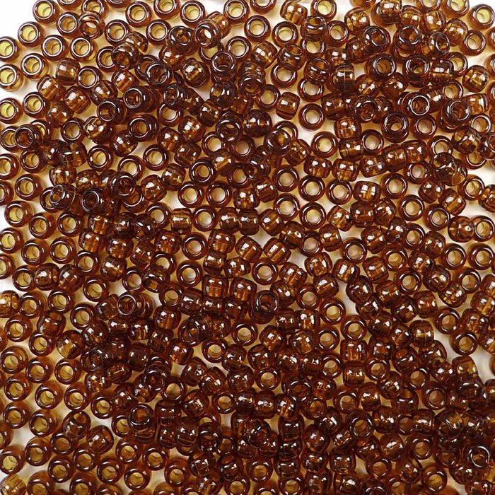 6 x 9mm plastic pony beads in transparent root beer