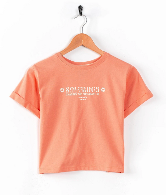 SALTROCK Sunrise - Kids Open Back Boxy T-Shirt - Coral