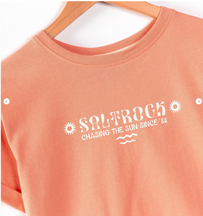 SALTROCK Sunrise - Kids Open Back Boxy T-Shirt - Coral