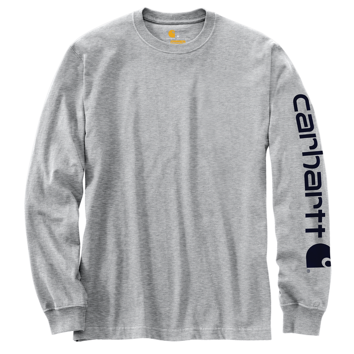 SIGNATURE SLEEVE LOGO LONG SLEEVE T-SHIRT - HGY-Heather Gray | Carhartt K231