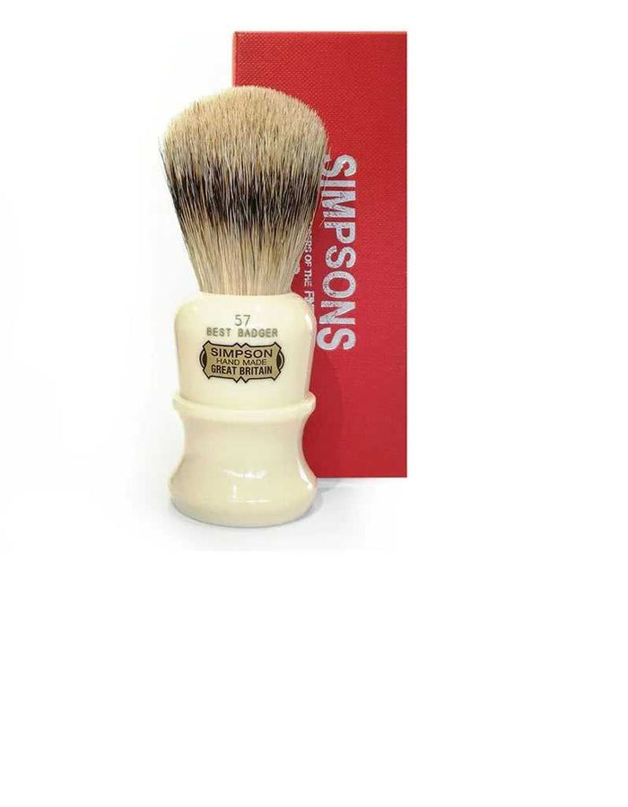 Simpsons 57 Shaving Brush | Best Badger, Fifties Series, ergonomic handle, face lathering, handmade in Isle of Man