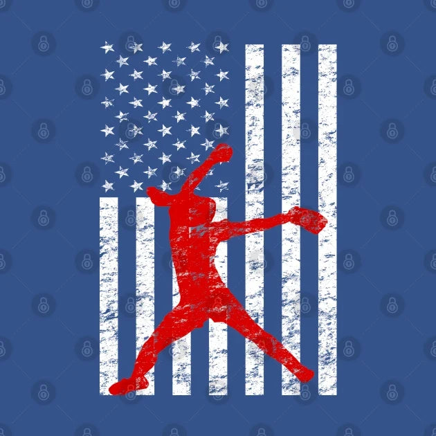 Softball Pitching American Flag Fastpitch Softball Pitcher T-Shirt