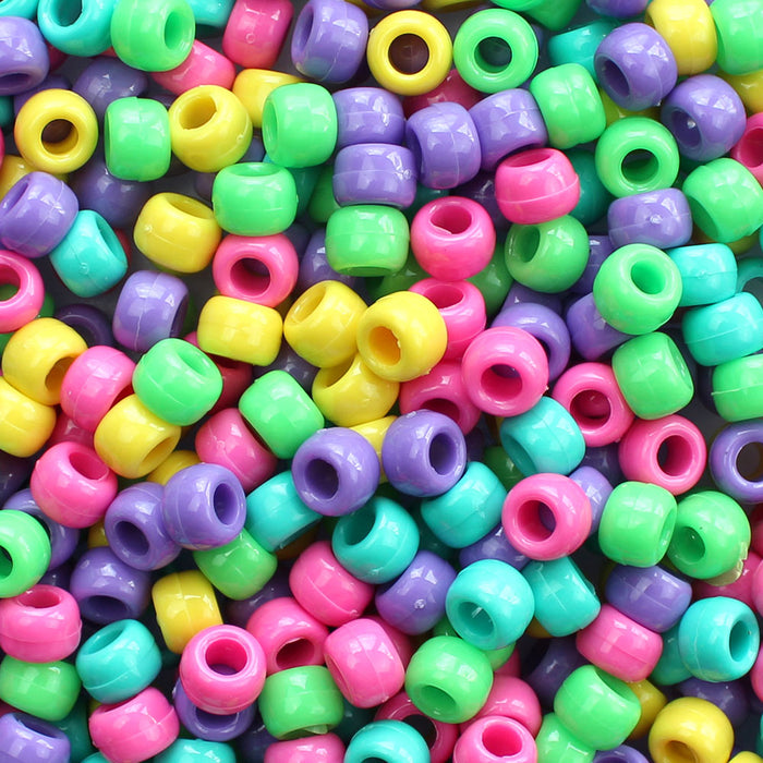 Sweetheart Opaque Mix Plastic Pony Beads 6 x 9mm, 1500 beads