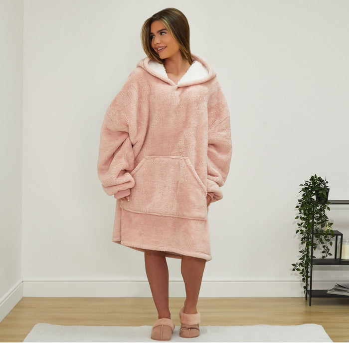 Teddy Fleece Sherpa Reverse Hoodie Blanket 🇬🇧