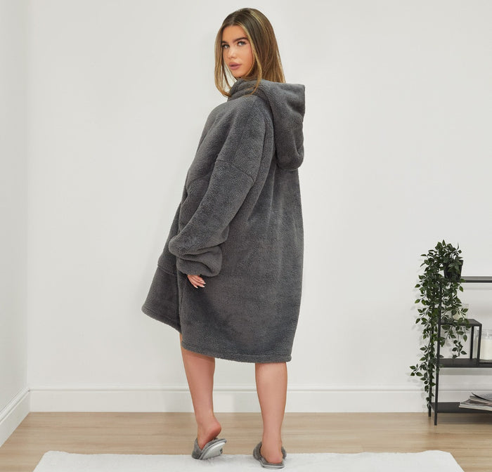 Teddy Fleece Sherpa Reverse Hoodie Blanket 🇬🇧