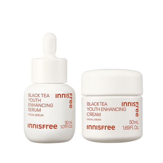 Black Tea Nourish + Glow Duo packshot: black tea serum and black tea cream