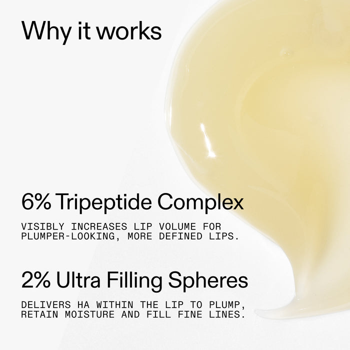 Lip balm with text explaining its ingredients and benefits on a white background