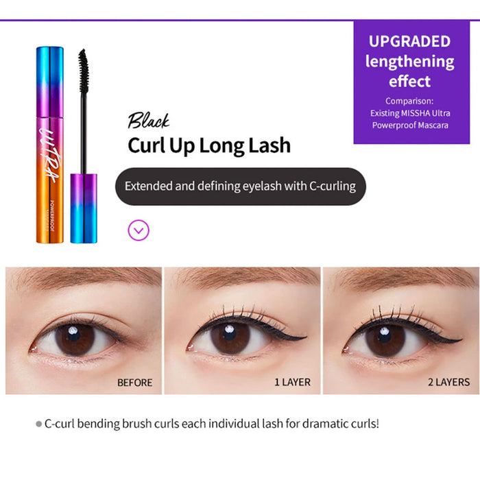 Missha Ultra Powerproof Mascara CURL UP LONG LASH Nudie Glow Australia