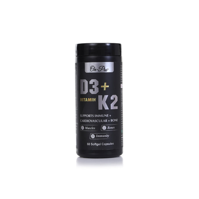 Vitamin D3 + K2 supplement container on a white background