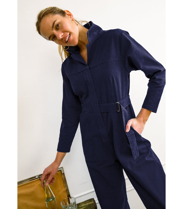 Loup - Wallis Long Sleeve Zip Jumpsuit - Twilight -