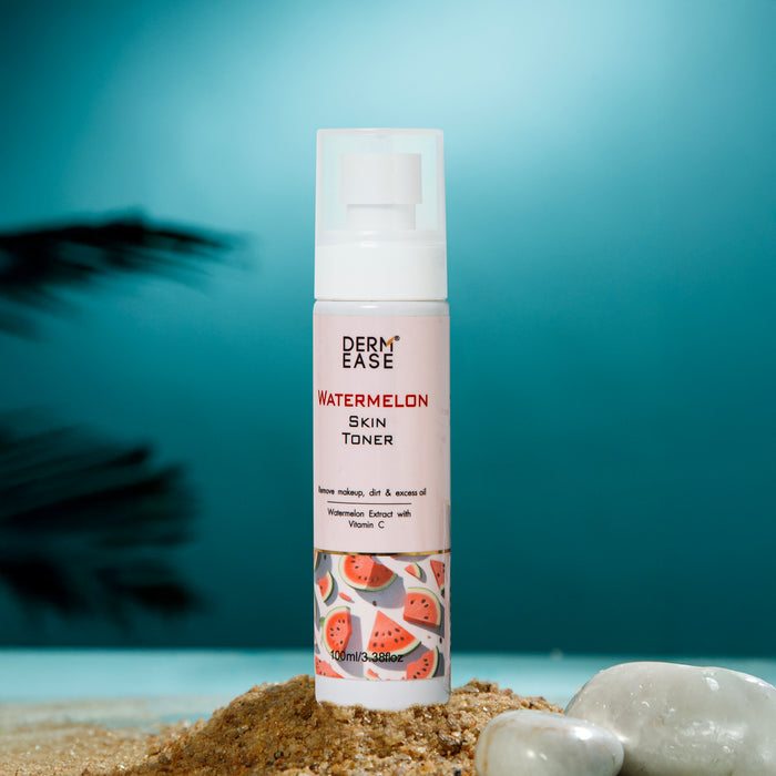 Derm Ease Watermelon Skin Toner bottle on a natural background