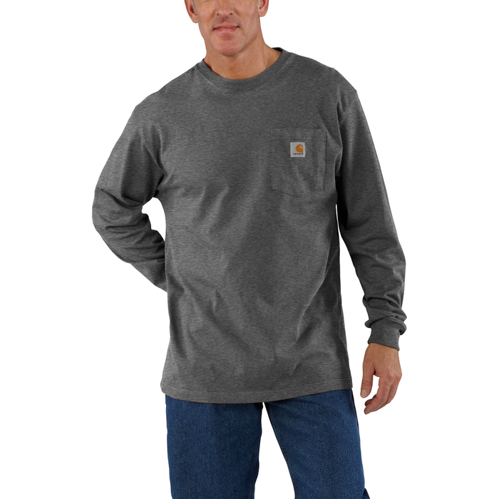WORKWEAR POCKET LONG SLEEVE T-SHIRT - CRH-Carbon Heather | Carhartt K126