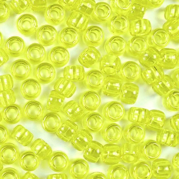 yellow transparent 6 x 9mm plastic pony beads in bulk